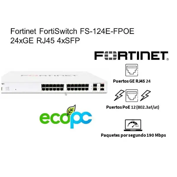 Fortinet-FortiSwitch-FS-124E-FPOEF Fortinet FortiSwitch FS-124E-FPOE (seminuevo) - Imagen 1