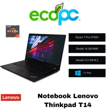 Notebook Lenovo Thinkpad T14 / Ryzen 7 Pro 4750U 1.7 GHz / 16 GB RAM / Grado A