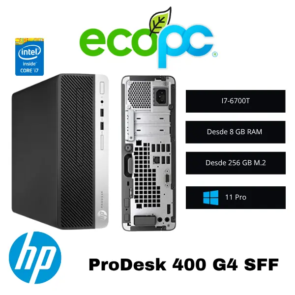 HP-400G4-SFF-I7-w11 PC HP ProDesk 400 G4 SFF i7-6700T 3,40 GHZ / Windows 11 Pro / Grado C - Imagen 1
