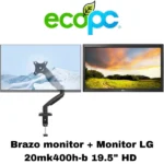 Brazo Monitor Soporte Reajustable + Monitor LG 20mk400h-b 19.5" HD