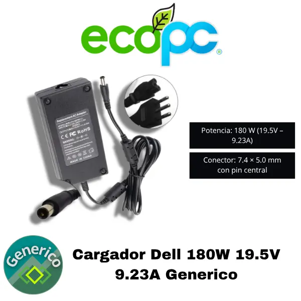 Cargador Dell 180W 19.5V 9.23A Generico Cargador Dell 180W 19.5V 9.23A Generico - Imagen 1