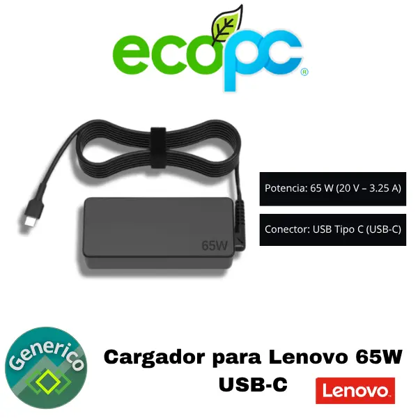 Cargador para Lenovo 65W USB-C Cargador para Lenovo 65W USB-C - Imagen 1