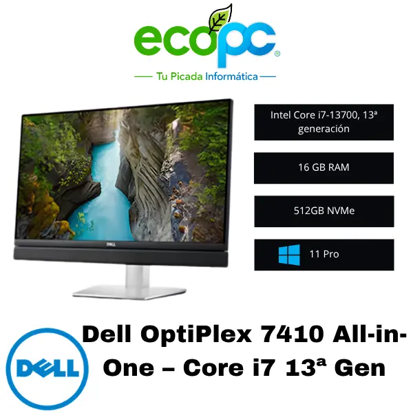 Dell OptiPlex 7410 All-in-One – Core i7 13ª Gen (1) Dell OptiPlex 7410 All-in-One – Core i7 13ª Gen | 16 GB RAM | 512GB NVMe | 23.8" FHD - Imagen 1