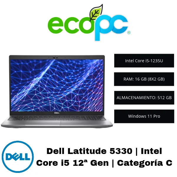 Dell Latitude 5330 Intel Core i5 12ª Gen Categoría C Dell Latitude 5330 | Intel Core i5 12ª Gen | 16 GB RAM | 512 GB | Windows 11 Pro | Categoría C - Imagen 1